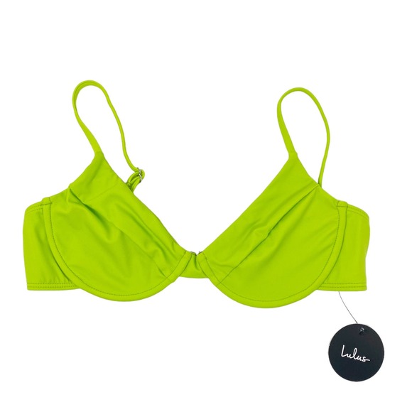 NWT Lulus Beach Vibes Lime Green Underwire Bikini Top Size M - Picture 3 of 8